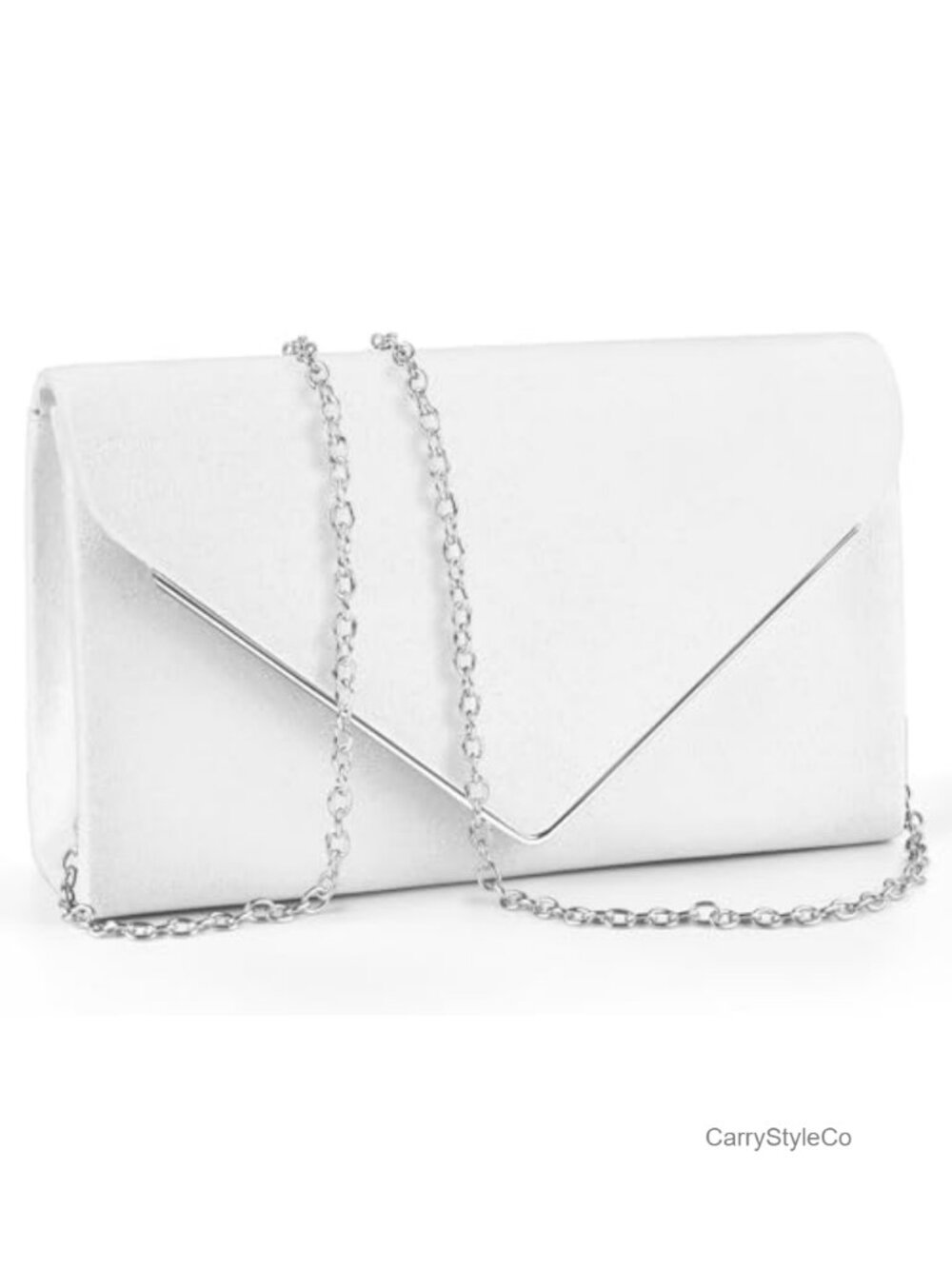 Faux Suede Envelope Clutch Crossbody Bag with Chain Strap